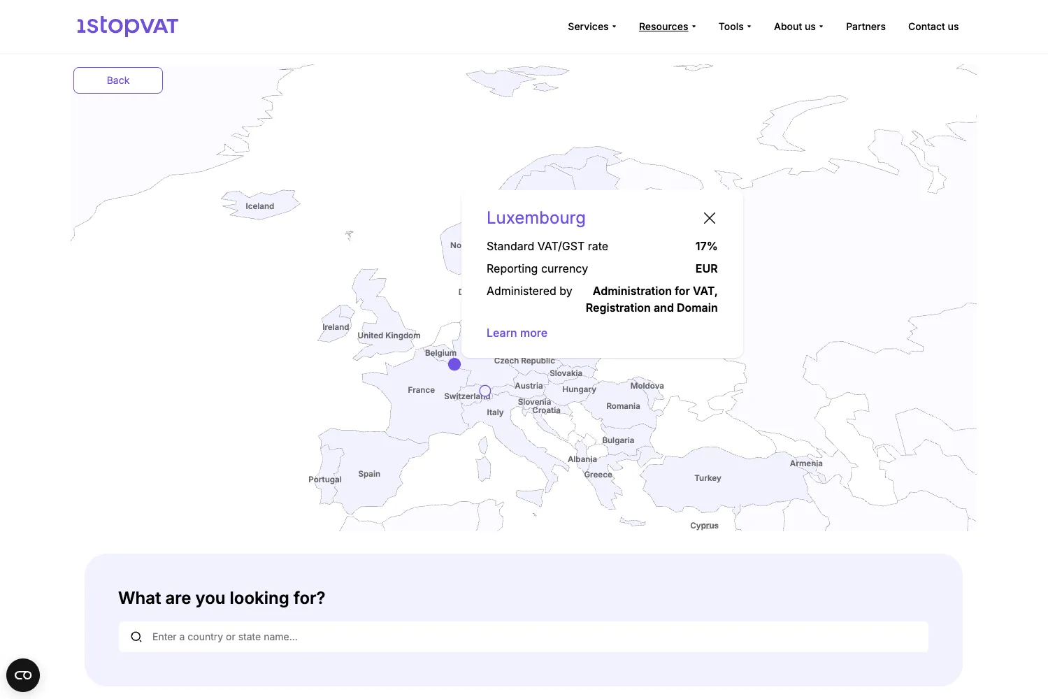 Liuksemburgo PVM informacijos puslapis su standartiniu 17% tarifu, atskaitomybės valiuta EUR ir administruojančios institucijos duomenimis.