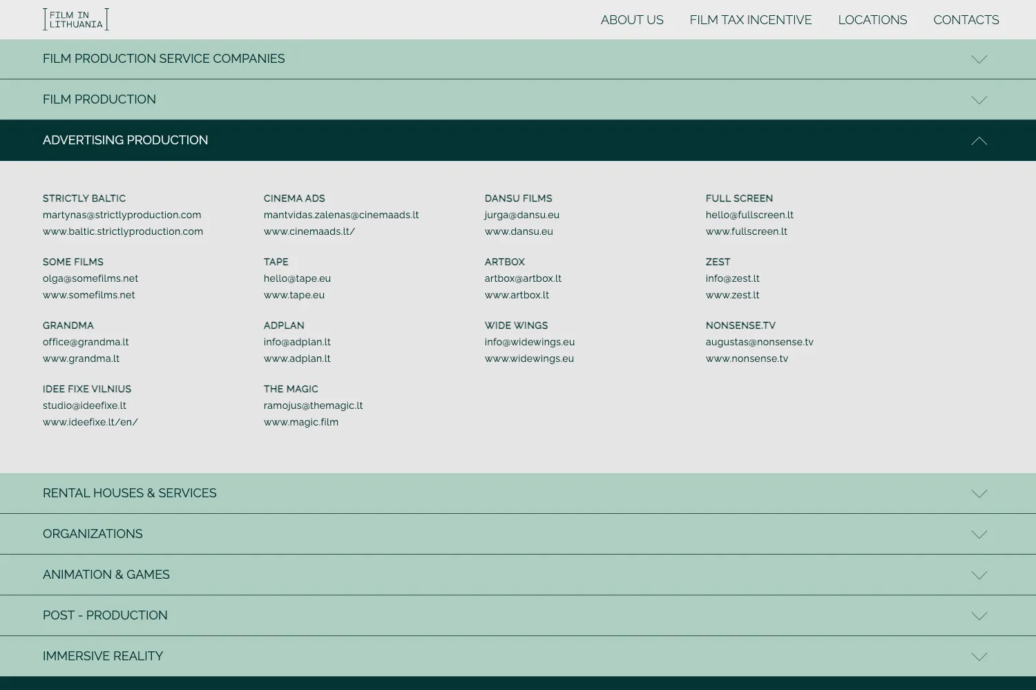 Kino gamybos paslaugas teikiančių įmonių ir organizacijų sąrašas Lietuvoje